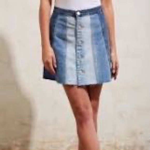 Blank NYC All or Nothing Denim Jean Skirt 26 Dolls Kill patchwork denim skirt - Picture 5 of 13